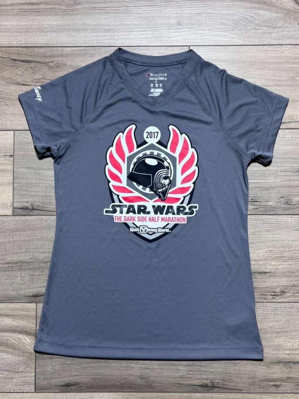 Champion Run Disney Star Wars The Dark Side Half Marathon 2017 Shirt Small Gray